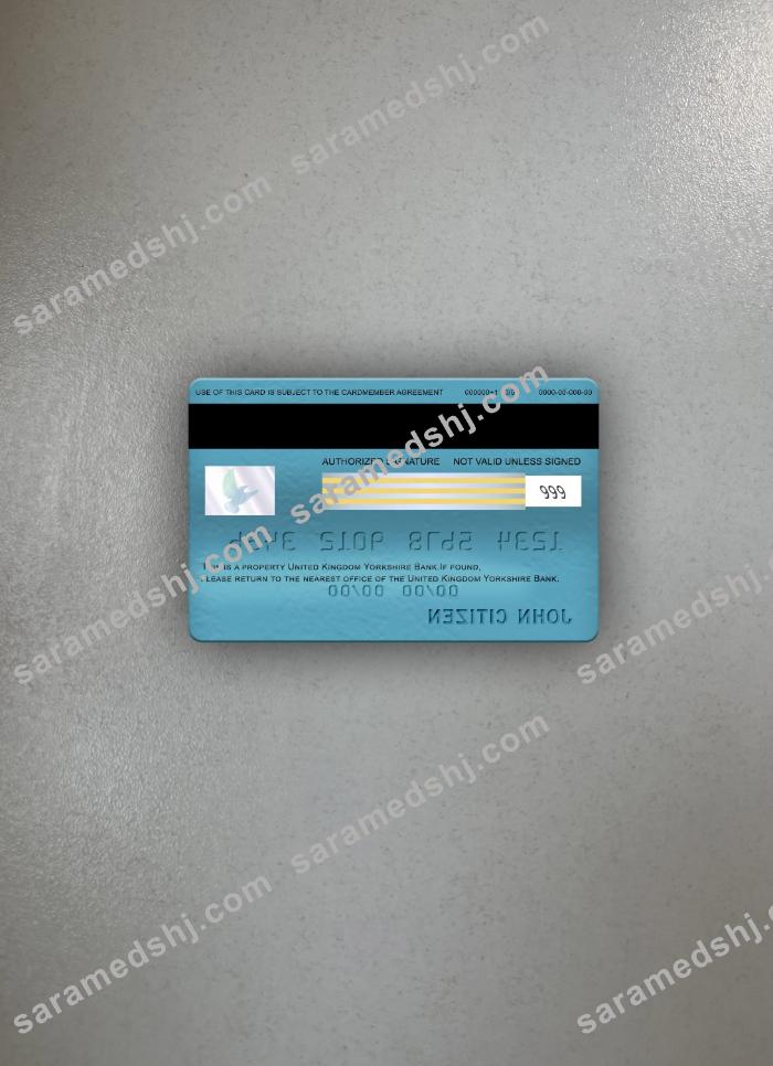 United Kingdom Yorkshire Bank visa classic card photolook back